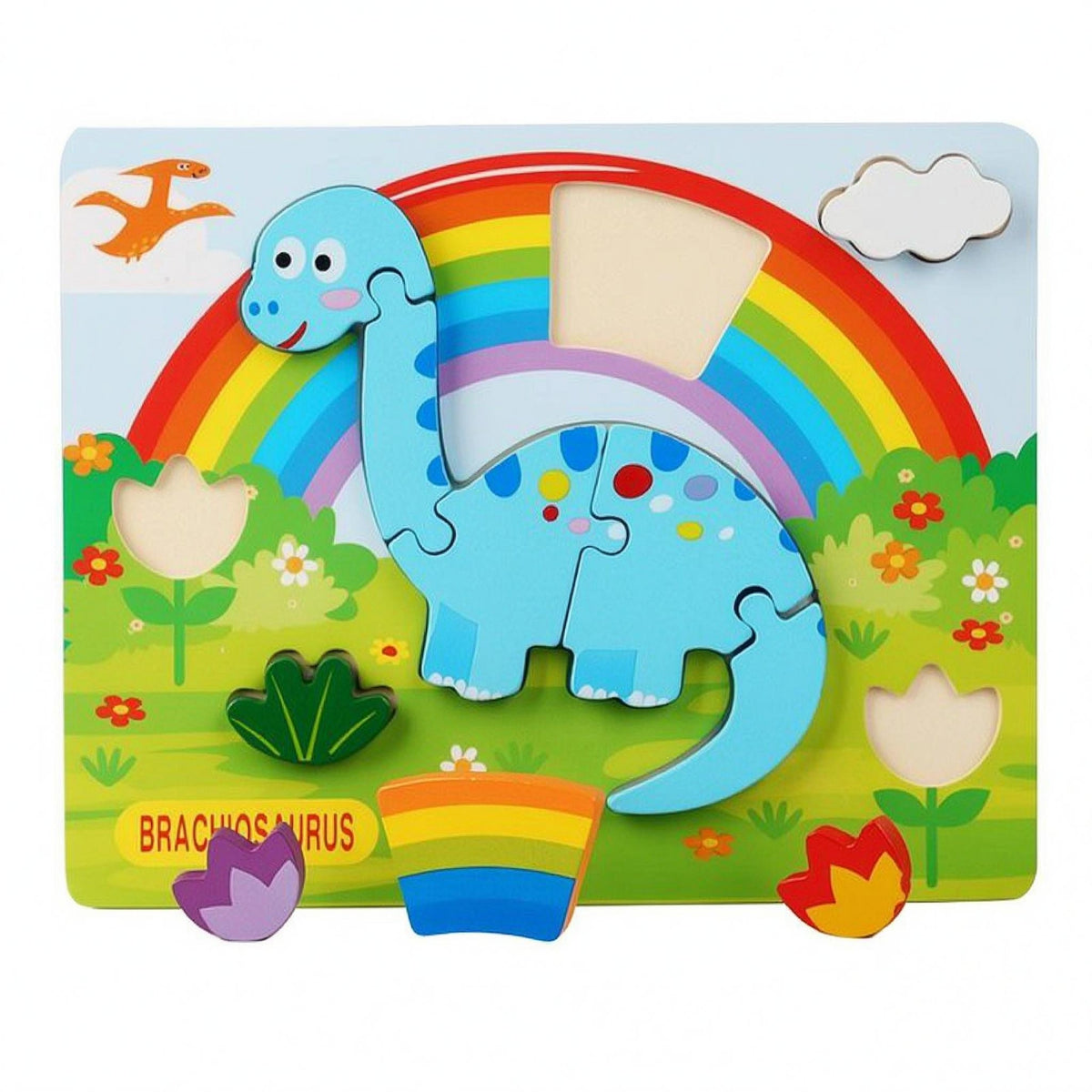 Smooth Surface Wooden Shape Puzzle Board Cartoon Style 3D Jigsaw Puzzle Board Colorful Educational for Children
