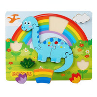 Smooth Surface Wooden Shape Puzzle Board Cartoon Style 3D Jigsaw Puzzle Board Colorful Educational for Children