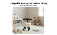 Stable Load-Bearing Upholstered Swivel Stool Modern Design Cylindrical Backrest Stool Sturdy Frame Home Furniture for Children, Adults, Women, Living Room, Entryway, Bedroom, Beauty Salon