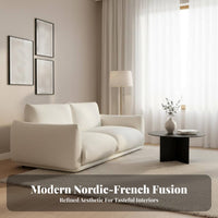 plush Three-Seater Sofa French Cream aesthetic Deep-Seat 3-Seater Lounge Small Space suitable for Couch for Apartment Dwellers, Homeowners, Bedroom, Office