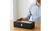 Transparent Window Watch Display Box Luxury Look Leather Watch Box Velvet Lined Storage Furniture Soft Cushion Slots for Gift Packaging