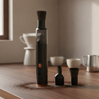 Mini Vacuum with Brush Attachment Lightweight Handheld Vacuum Cleaner for Baristas, Desk, Countertop