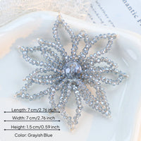 Intricate Design Crystal Flower Embellishment Korean Design Beaded Snowflake Applique Handmade Sew-on Crystal Flower Elegant for Jewelry Makers, Clothing Decoration, Hair Accessories