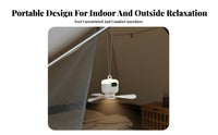 Power-Storing Hanging Fan Quiet Dormitory Fan with Light Multiple Speed Settings for Students, Outdoor Enthusiasts, Bedroom, Desk Area, Beach
