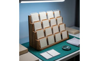 Polished Finished 4-Tier Wooden Card Display Stand Rectangular Base Tiered Card Display Rack Tabletop Multi-Purpose