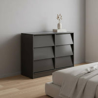 6 Drawer Dresser Space Saving Wooden Chest of Drawers Easy Assembly Wooden Dresser for Bedroom, Living Room