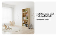 Authentic Wood Multi-Tier Wooden bookshelf with Doors Floor-Standing bookshelf with Lower Cabinet Large Capacity Storage Furniture Sturdy Construction for Children, Book Lovers, Homeowners, Living Room, Bedroom