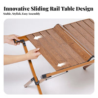 Collapsible Design Slatted Roll-Top Table Lightweight Portable Dining Set Spacious Surface Outdoor Furniture Sturdy Frame for Cafe Owners, Party Hosts, Picnic, Picnics, Backyard, Garden