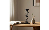 Candle Holder with Square Base Black Metal Candle Holder Candlestick Holders Abstract Candlestick Stands Calligraphic