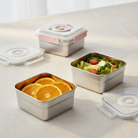 3 Pieces Stainless Steel Food Container Freezer Leakproof Food Box Large Capacity Metal Lunch Box for Refrigerator