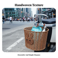 Wickerand design Woven Bike Basket with Straps Universal Fit Woven cycle Basket with Lid Multi-Functional Front basket long-lasting for electric scooter journeyrs, Commuters, Bicycling, Commuting, Leisure journeys, urban journey
