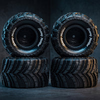 4 Pieces RC Wheels Tires Rim Wheel and Tire Assemblies Good Traction RC Tires with Rims for Backyard Bashing