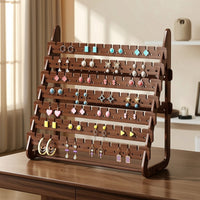 Multi-Tier Earring Holder with Notches Space-Saving Jewelry Organizer with Holes Sturdy Tabletop Jewelry Stand Elegant for Dresser