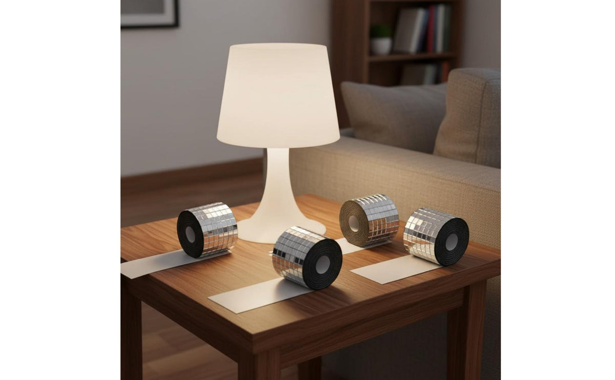 4 Rolls Mirror Sticker Roll Bright Reflection Self Mosaic Tiles Long-Lasting