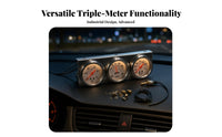 Mechanical 3 Gauge Cluster 52mm Oil Pressure Gauge Cluster Analog Car Accessory Chrome-Look
