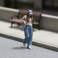 1/18 Backpack Girl Model Realistic Style Hand Painted Miniature Character Gift Idea Miniatures for Collection Shelf