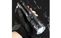 Type-C Charging Rechargeable Flashlight Textured Grip Metal Flashlight Wrist Strap LED Torch Light Storage Pouch