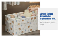 Wardrobe Layered Storage Box, Clothes Organizer, Foldable Sorting Bin Set, Wildlife Design