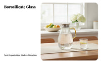 Easy to Clean Amber Glass Pitcher with Lid Large Capacity Striped Glass Water Jug Wide Mouth for Families, Adults, Daily Use, Kitchen, Home