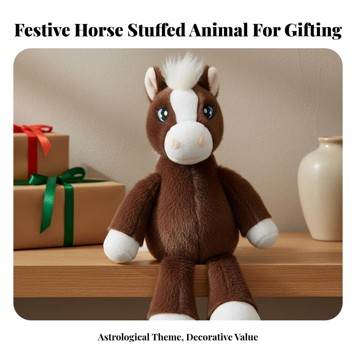 Big-Eyed Horse Stuffed Ie Cute Design Stuffed Horse Toy Adorable Creature Doll Cuddly Soft for Young Children, Playroom