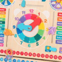Wooden Calendar Clock Hands-on Learning All in One Calendar Board Hands-On Educational Influenced Educational Toy for Young Children, Homeschool