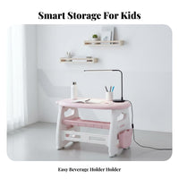 Safe Material Kids Desk and Chair Set Easy to Clean children's Study Desk with Storage Toddler Learning Table Multipurpose for Toddlers, Preschoolers, Parents, Playroom, Bedroom, Living Room, Preschool