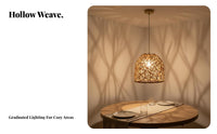 Faux Rattan Light Shade Bohemian Design Woven Lamp Shade Hollow-out Design Woven Basket Lampshade for Restaurant, Dining Room, Kitchen