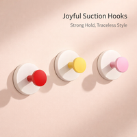 Kitchen Hook for Organization with a Single in a Vibrant Pink Color, Heavy Duty Suction Cup for Students in a Cartoon Style
