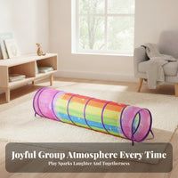 Violet Trim Cylindrical Crawl Tunnel Support Rings Rainbow Mesh Tunnel