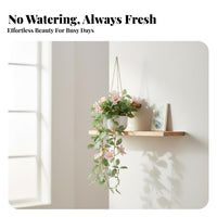 Low Maintenance Artificial Hanging Plant Easy To Maintain Fake Hanging Plant Realistic Appearance Fake Flowering Vine Elegant Design for Homeowners, Office Workers, Students, Living Room, Bedroom, Balcony, Bathroom