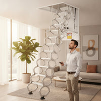 Electric Attic Stairs Remote Control Retractable Attic Ladder Space-Saving Electric Loft Ladder for Home Renovation