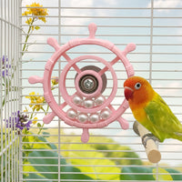 Parrot Toy Rotating Wheel for Budgie, PLA Material 360 Degree Rotating Cockatiel and Interactive Parakeet Toy with Suction Cup for Bird Cage