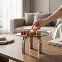 Mirrored Tray with Legs Sleek Stainless Steel Fruit Tray Polished for Home Decor