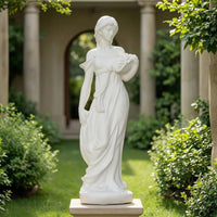 Stone-Look Classical Statue Freestanding Sculptural Figure Decorative Statue with Base Carved for Home Decorators, Art Collectors, Gallery, Entryway, Patio, Garden