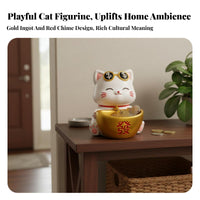 Fortune Cat Key Tray Chinese Design Fortunate Cat Storage Bowl Maneki-Neko Figurine Holder Perfect Gift Decorative Trinket Dish