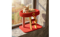 Cat Climbing Structure with Ladder Multi-Functional Cat Activity Soft Resting Area Top Perch Animal Furniture for Small Apartment