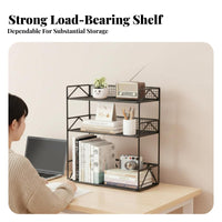 Space-Saving Multi-Tier Desktop organizer Easy Assembly Multi-Tier Desk Rack Modern Design desktop Shelf Sturdy Construction for Students, Home Workers, Women, Study Room