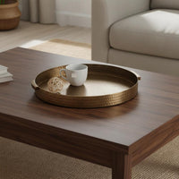 Round Hammered Tray Gold Finish Round Decorative Tray Versatile Use Home Decor for Hotel, Living Room