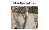 Woven Armchair with Paddings Rustic Simplicity Artistic Appearance Rope Weave Lounge Chair Weather-Resistant Outdoor Furniture for Homeowners, Garden
