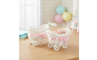 2 Pieces Ribbon Bow Accent Baby Carriage Candy Holder Multi-Purpose Stroller Shaped Basket Compact Design Mini Stroller Basket Lightweight