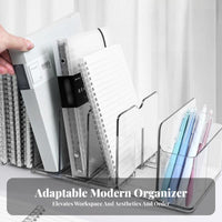 Clear Book Organizer Extendable Sections Sturdy Base for Student Desks