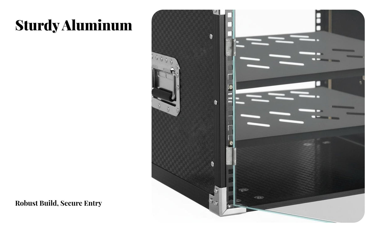SturdyDuty Rackmount Cabinet impact-resistantproof Portable Audio Equipment Rack Stackable on tour Case Reinforced Corners for Sound Technicians, Home Studio Owners, Musicians, KTV Room, on-stage Performance, Touring, Music performance space