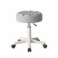 360-Degree rotate Adjustable Wheeled Stool with spine supportrest gliding Rolling Casters Caster Stool with spine support paded Seat Mobile Seating Thick Padded pad for Hairstylists, Salon Professionals, Nail Technicians, Spa, Clinic, Kitchen