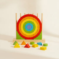 Wooden Stacking Toy with Dowels Educational Rainbow Stacking Blocks Rainbow Stacker Educational Playset Colorful