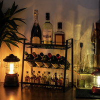 Metal Wine Rack, Bottle Rack, Wine Holder, Tabletop Wine Rack, Space-Saving, Dark Color