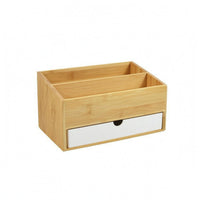 Open Top Bamboo Desk Drawer Organizer Wood Grain Desktop Bamboo Organizer Smooth Finish Desktop Drawer Storage Box Compact