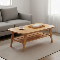 Small Coffee Table Storage Hardwood Coffee Table Easy to Clean Home Furniture for Balcony