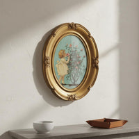 Embossed Resin Frame Luxury Oval Photo Frame Tabletop Display for Entryway
