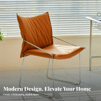 Light Luxury Design Upholstered Lounge Chair Minimalist Frame Cushioned Sled Chair Comfortable Backrest Dining Seat Versatile Placement for Office Workers, Homeowners, Interior Decorators, Home, Living Room, Reception Area, Bedroom
