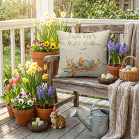 Easter Pillow Cover Machine Washable Easter Bunny Throw Pillow Case Spring Decoration for Home, Living Room, Sofa, Bed, Office